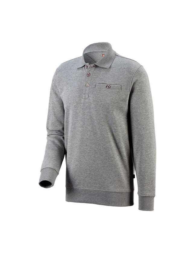 Överdelar: e.s. Sweatshirt poly cotton Pocket + gråmelerad