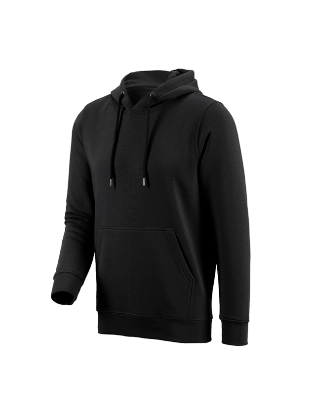 Överdelar: e.s. Hoody-Sweatshirt poly cotton + svart
