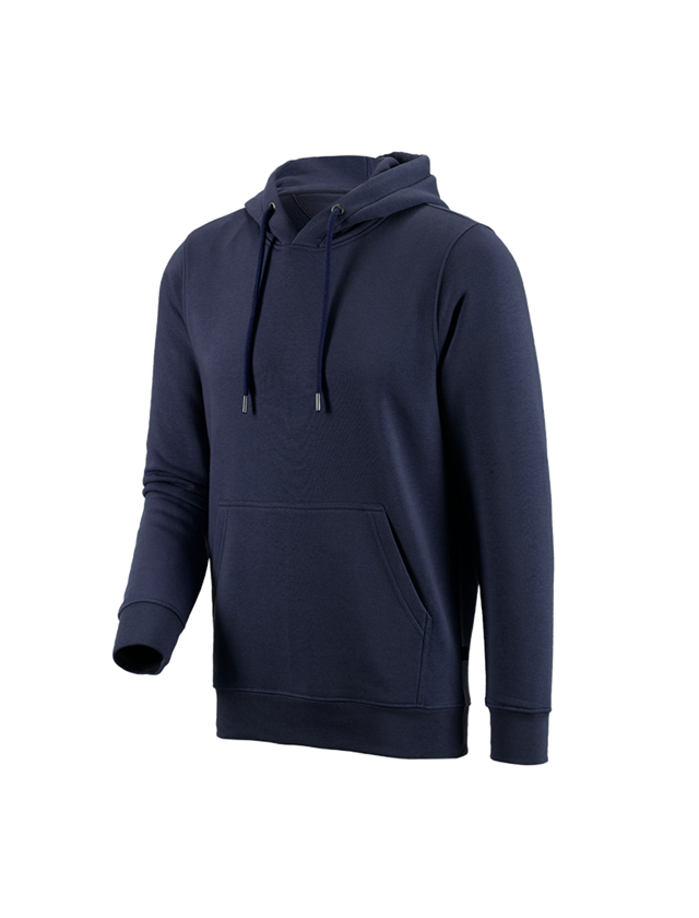 Överdelar: e.s. Hoody-Sweatshirt poly cotton + mörkblå