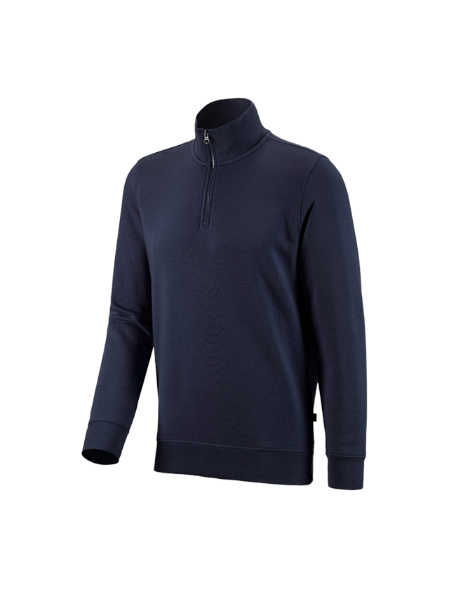 Teman: e.s. ZIP-Sweatshirt poly cotton + mörkblå