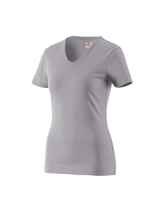 Gardening / Forestry / Farming: e.s. T-shirt cotton V-Neck, ladies' + platinum