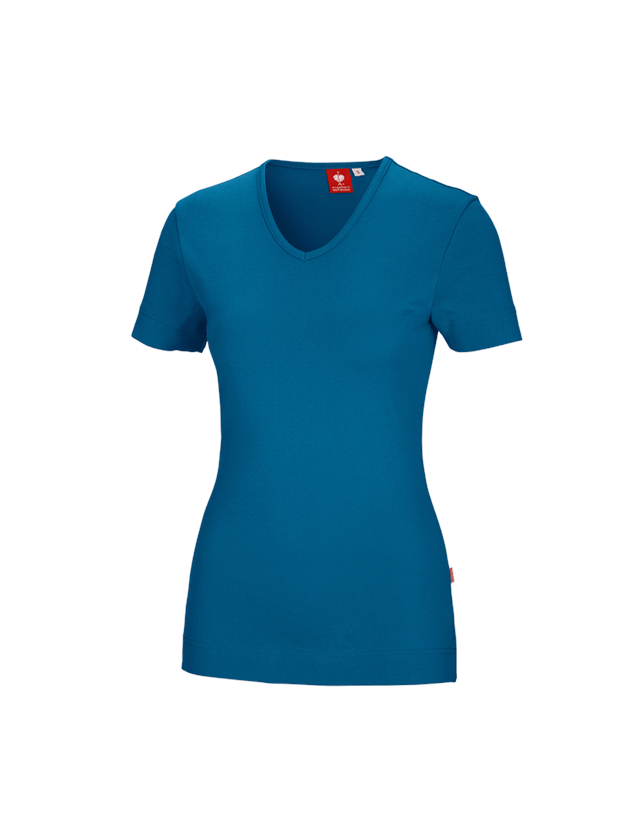 Shirts, Pullover & more: e.s. T-shirt cotton V-Neck, ladies' + atoll