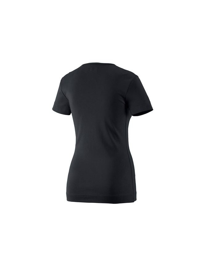 Överdelar: e.s. T-Shirt cotton V-Neck, dam + svart 1