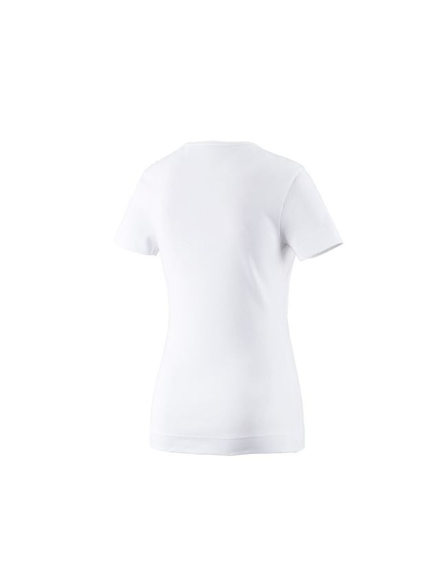 Överdelar: e.s. T-Shirt cotton V-Neck, dam + vit 1