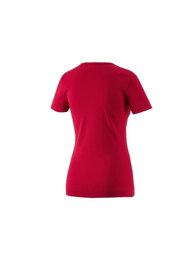 Överdelar: e.s. T-Shirt cotton V-Neck, dam + röd 1