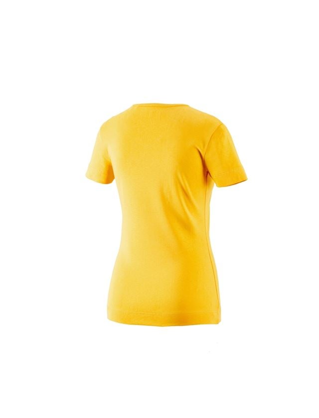 Överdelar: e.s. T-Shirt cotton V-Neck, dam + gul 1