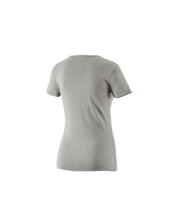 Överdelar: e.s. T-Shirt cotton V-Neck, dam + gråmelerad 1