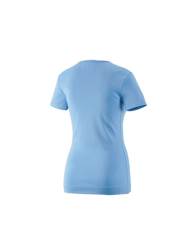 Teman: e.s. T-Shirt cotton V-Neck, dam + azurblå 1