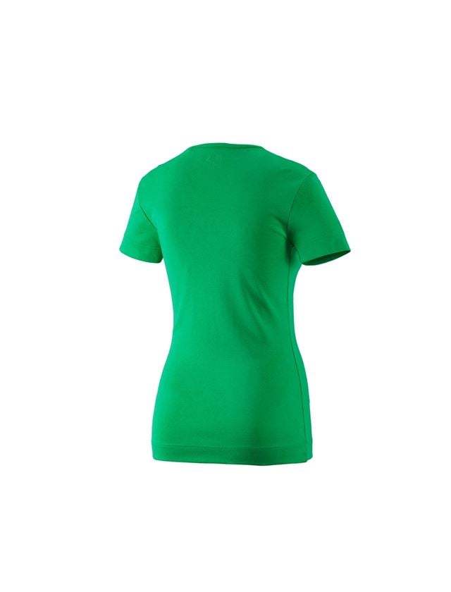 Teman: e.s. T-Shirt cotton V-Neck, dam + gräsgrön 1