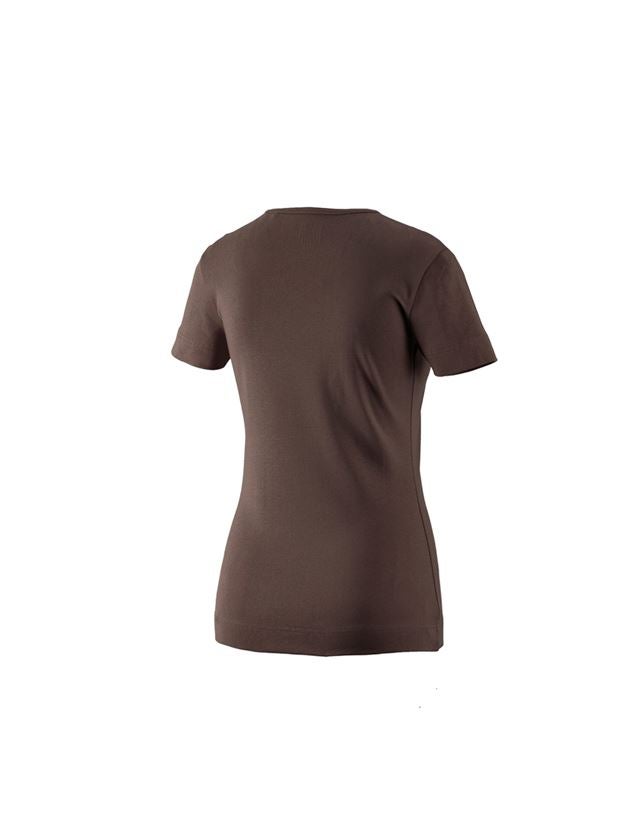 Överdelar: e.s. T-Shirt cotton V-Neck, dam + kastanj 1