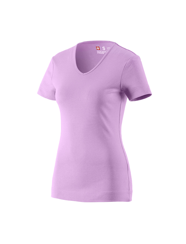 Överdelar: e.s. T-Shirt cotton V-Neck, dam + lavendel