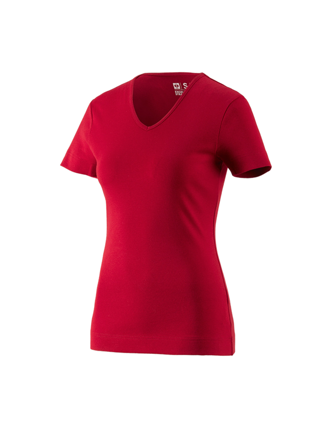 Gardening / Forestry / Farming: e.s. T-shirt cotton V-Neck, ladies' + fiery red
