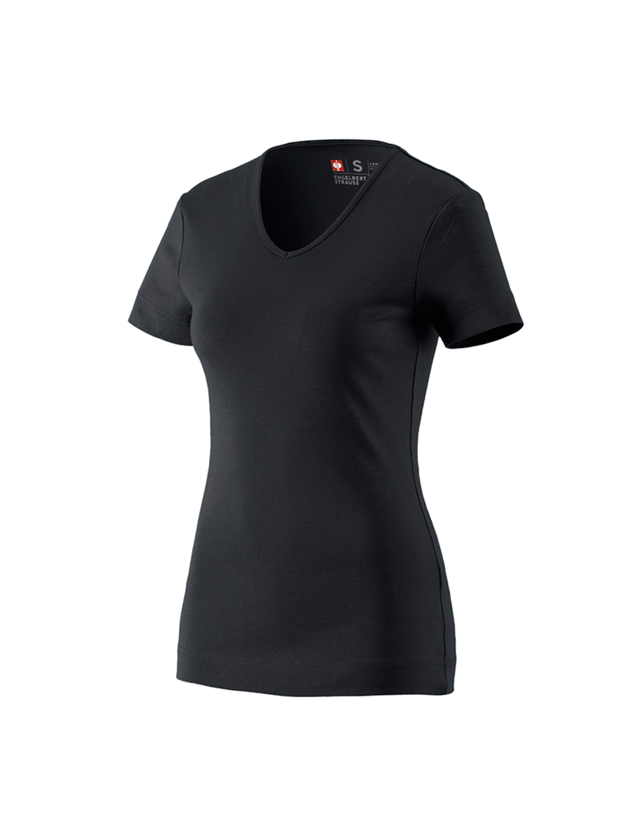 Gardening / Forestry / Farming: e.s. T-shirt cotton V-Neck, ladies' + black