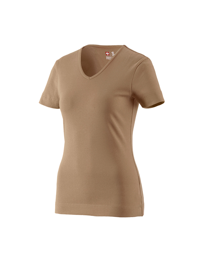 Shirts, Pullover & more: e.s. T-shirt cotton V-Neck, ladies' + khaki