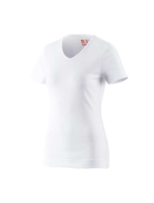 Teman: e.s. T-Shirt cotton V-Neck, dam + vit