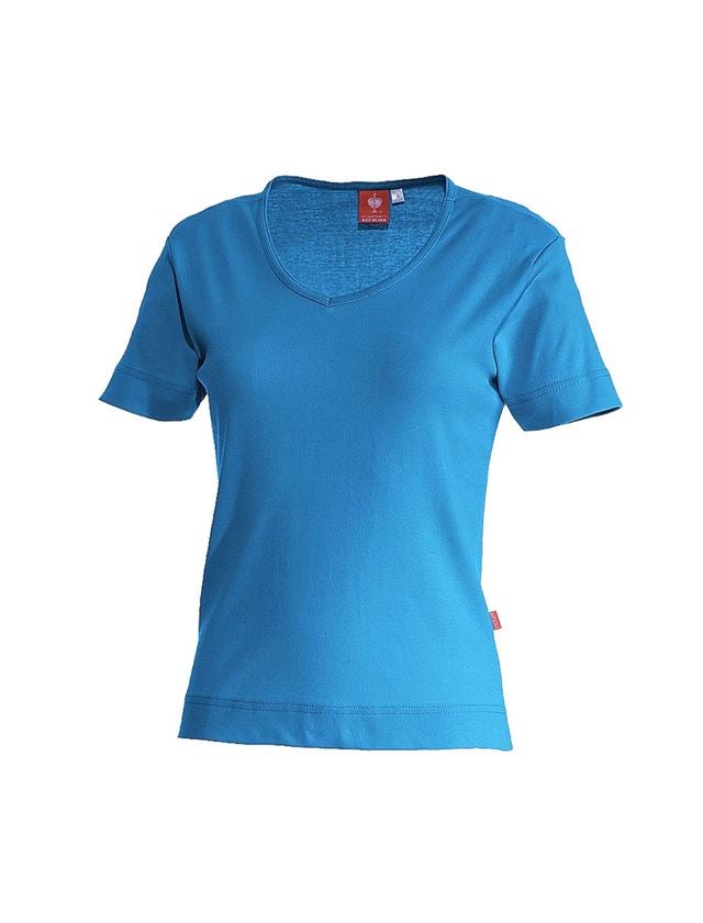 Shirts, Pullover & more: e.s. T-shirt cotton V-Neck, ladies' + azure