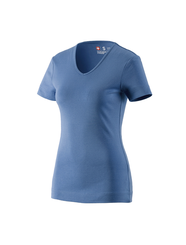 Plumbers / Installers: e.s. T-shirt cotton V-Neck, ladies' + cobalt