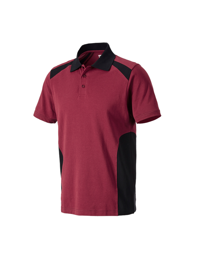 Överdelar: Polo-Shirt cotton e.s.active + bordeaux/svart