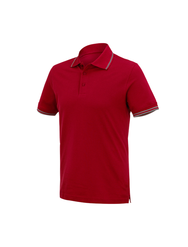 Gardening / Forestry / Farming: e.s. Polo shirt cotton Deluxe Colour + fiery red/aluminium