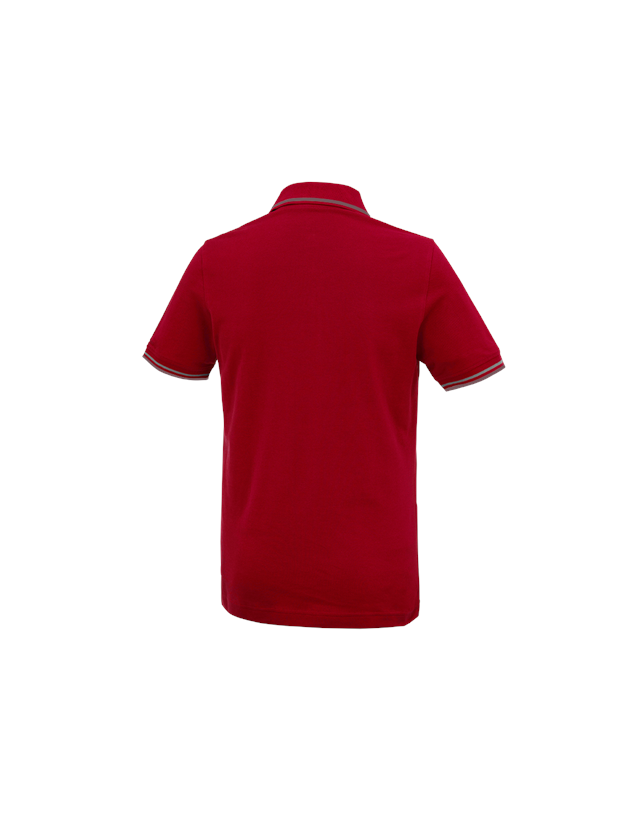 Gardening / Forestry / Farming: e.s. Polo shirt cotton Deluxe Colour + fiery red/aluminium 1