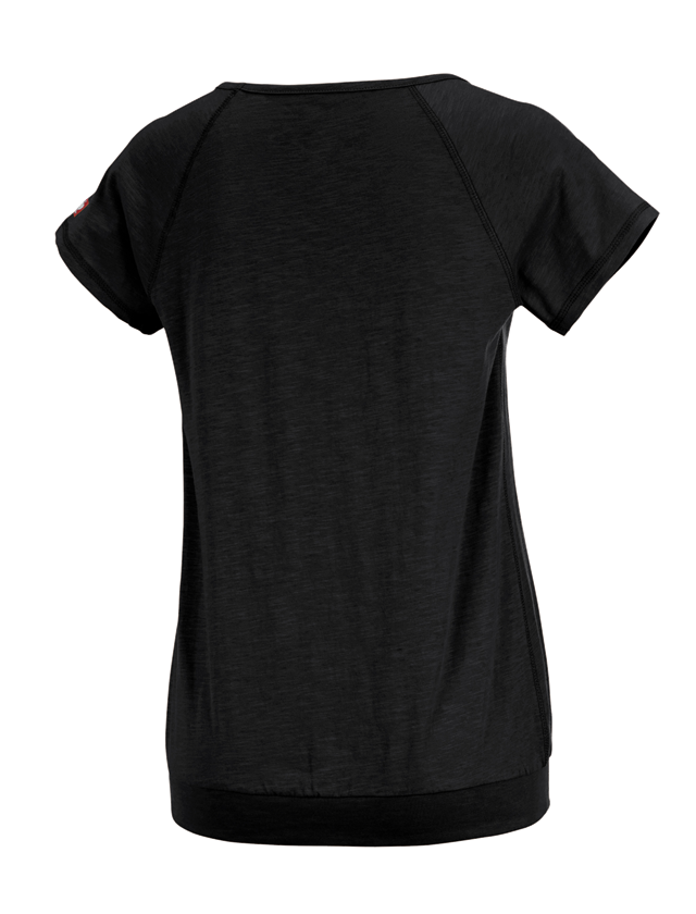 Teman: e.s. T-Shirt cotton slub, dam + svart 1