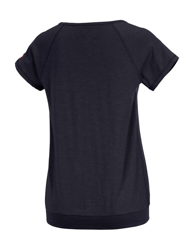 Överdelar: e.s. T-Shirt cotton slub, dam + mörkblå 1