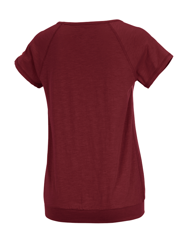 Överdelar: e.s. T-Shirt cotton slub, dam + rubin 1