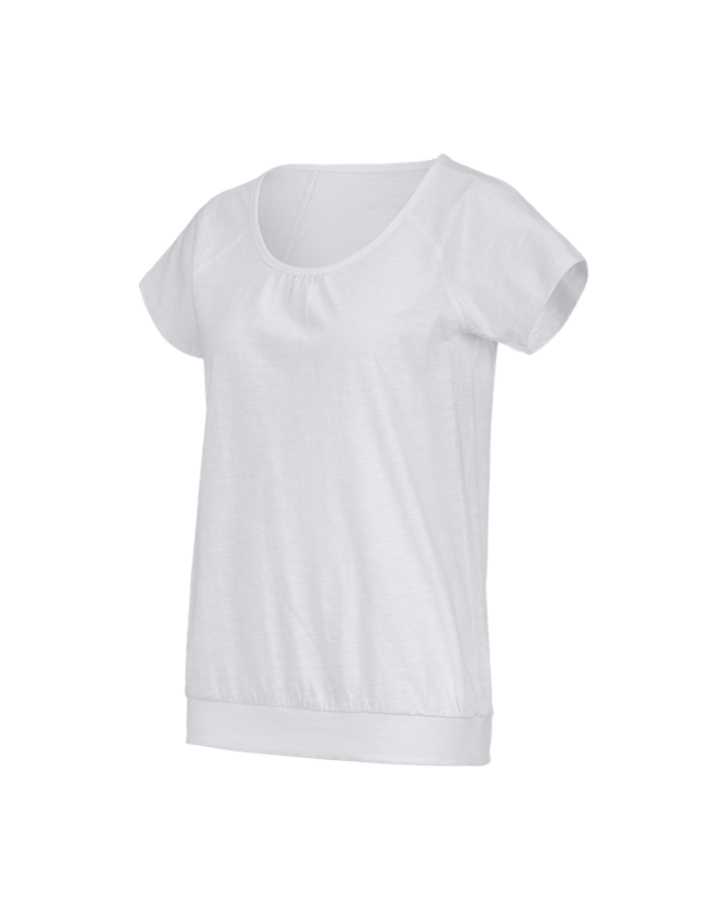 Överdelar: e.s. T-Shirt cotton slub, dam + vit