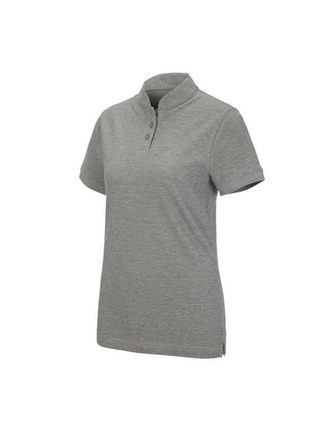 Shirts, Pullover & more: e.s. Polo shirt cotton Mandarin, ladies' + grey melange