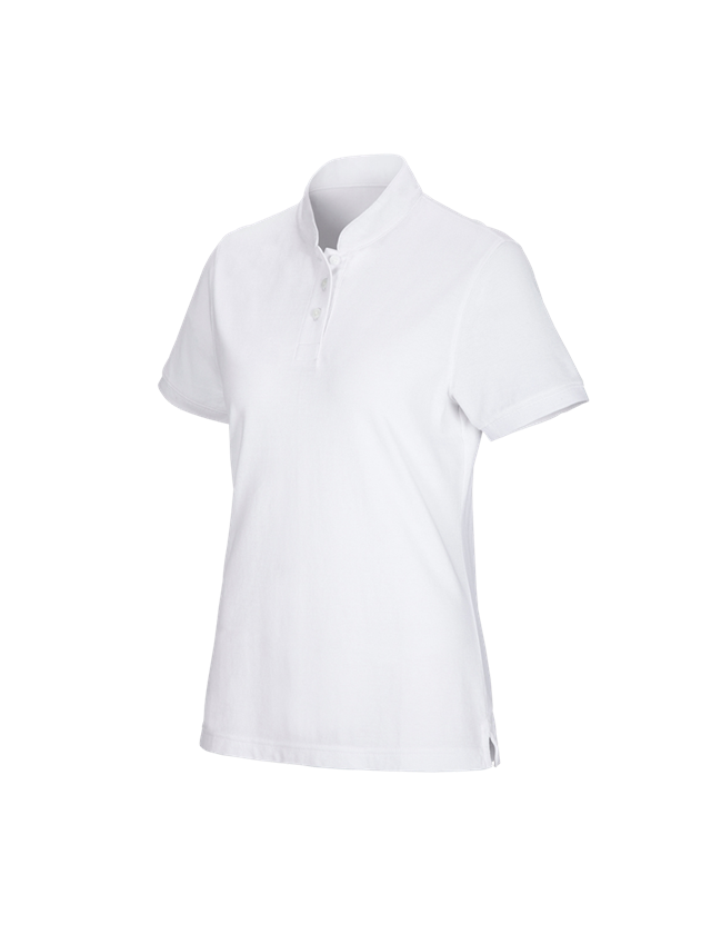 Gardening / Forestry / Farming: e.s. Polo shirt cotton Mandarin, ladies' + white