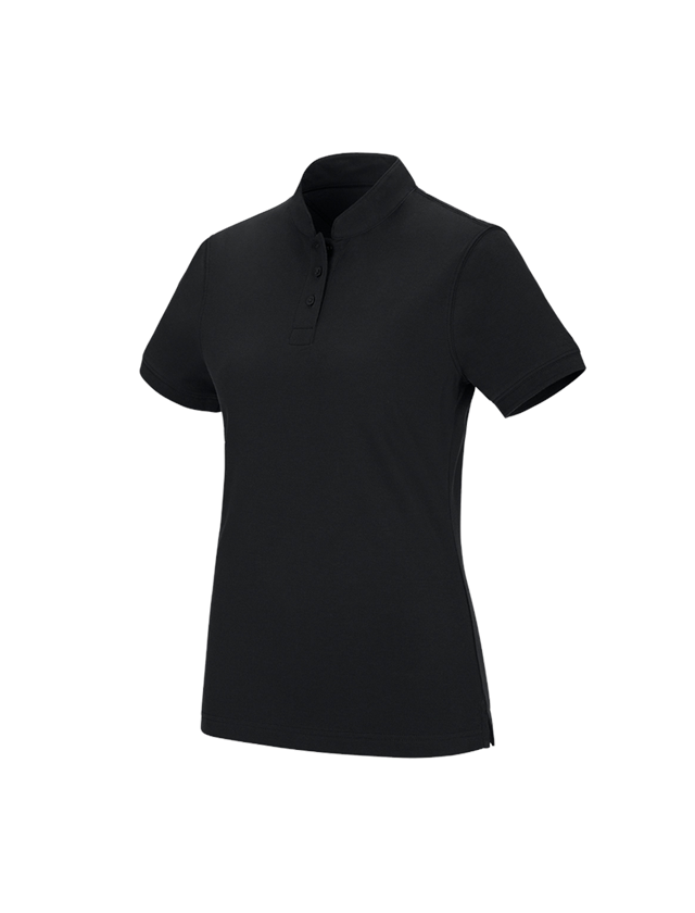 Gardening / Forestry / Farming: e.s. Polo shirt cotton Mandarin, ladies' + black