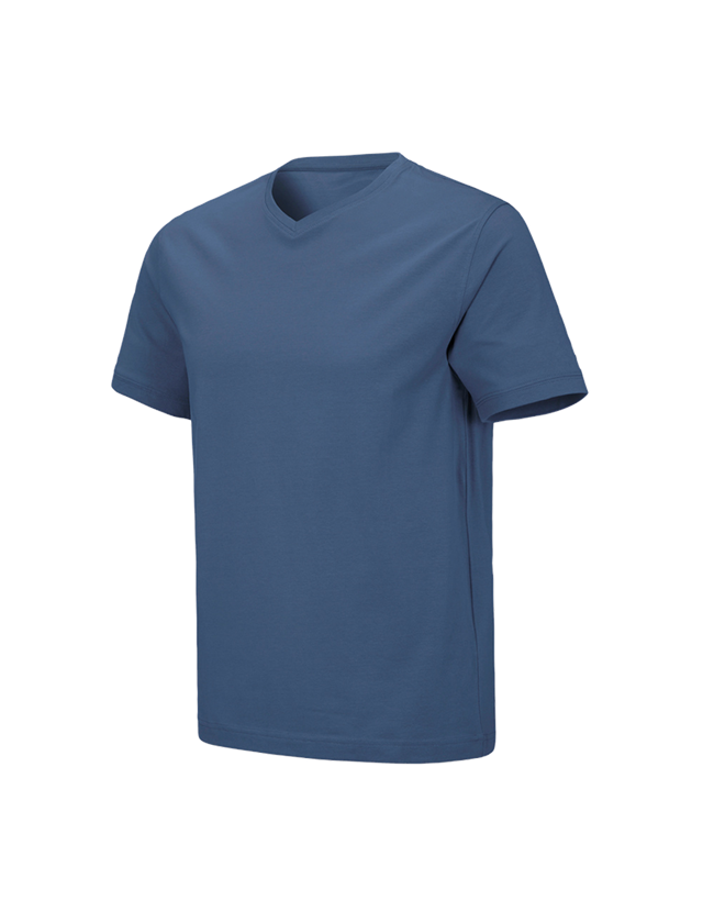 Överdelar: e.s. t-shirt cotton stretch V-Neck + kobolt