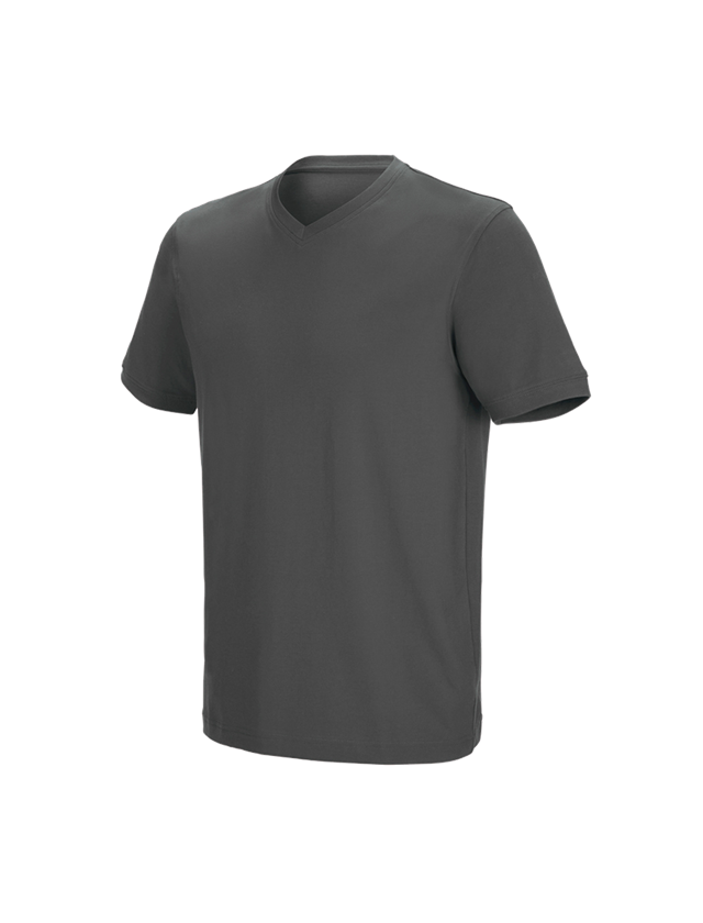 Shirts, Pullover & more: e.s. T-shirt cotton stretch V-Neck + anthracite