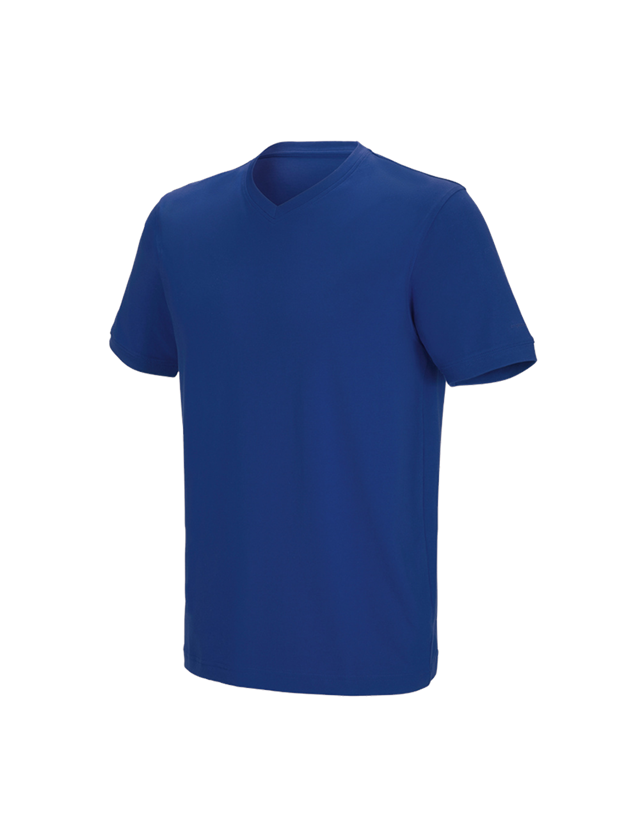 Teman: e.s. t-shirt cotton stretch V-Neck + kornblå 2