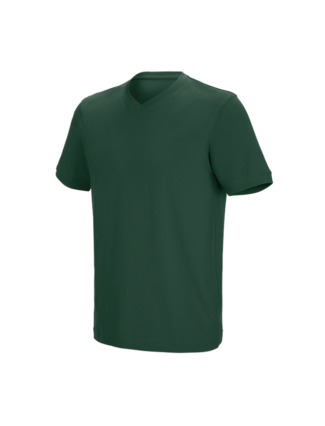 Plumbers / Installers: e.s. T-shirt cotton stretch V-Neck + green