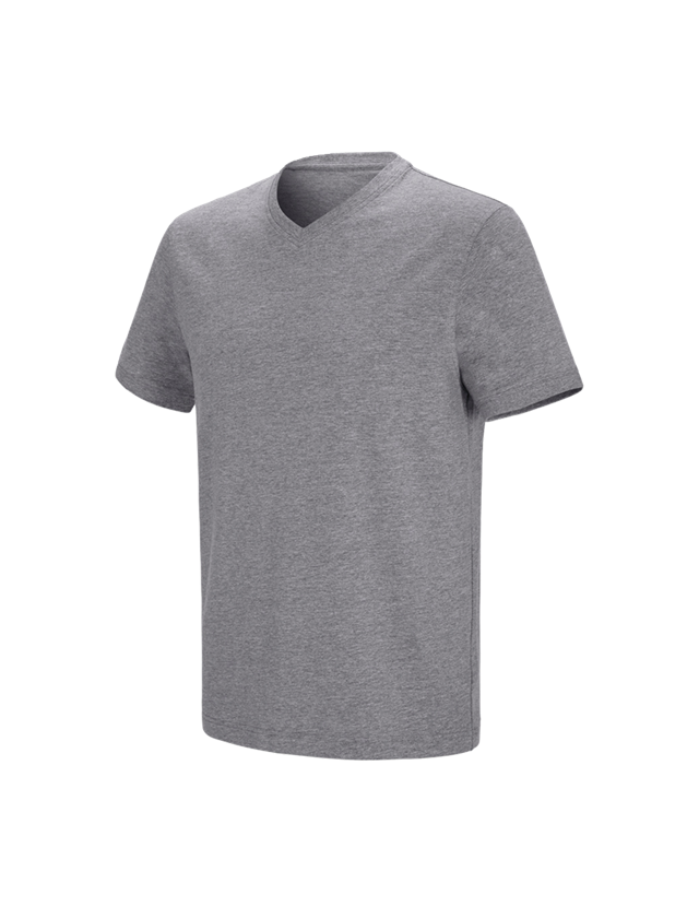 Överdelar: e.s. t-shirt cotton stretch V-Neck + gråmelerad 2