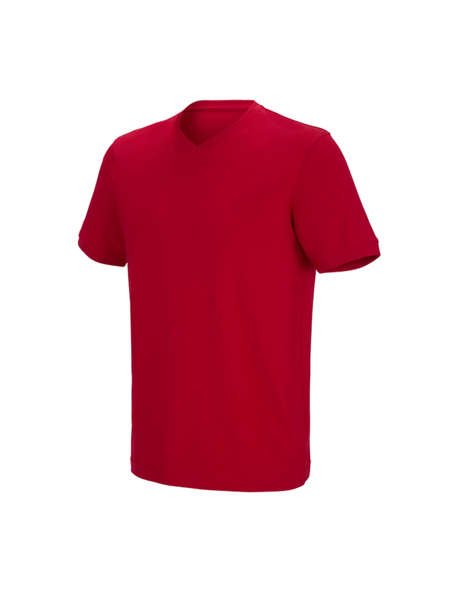 Gardening / Forestry / Farming: e.s. T-shirt cotton stretch V-Neck + fiery red