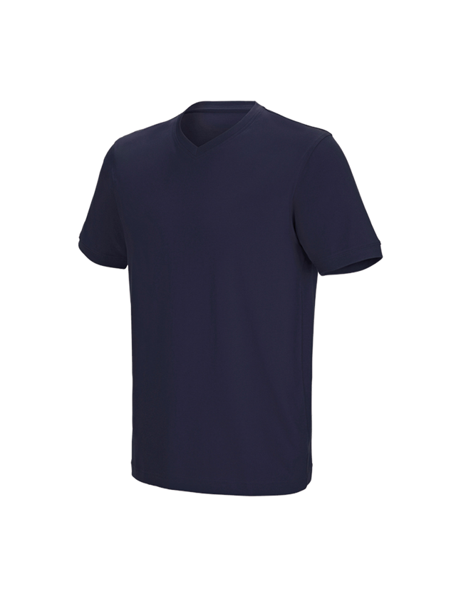 Överdelar: e.s. t-shirt cotton stretch V-Neck + mörkblå 2