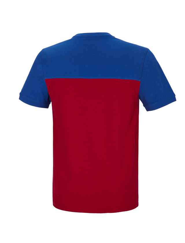 Shirts, Pullover & more: e.s. T-shirt cotton stretch bicolor + fiery red/royal 1