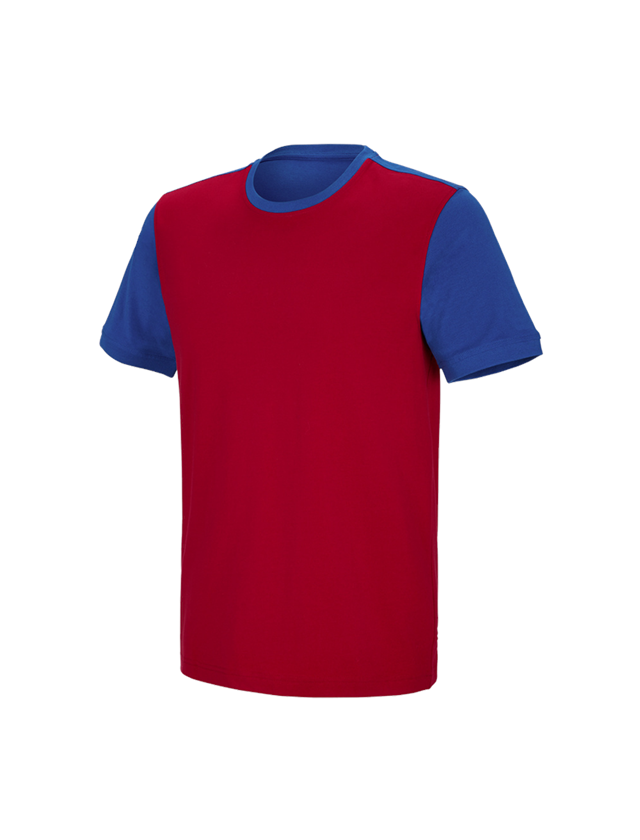 Plumbers / Installers: e.s. T-shirt cotton stretch bicolor + fiery red/royal