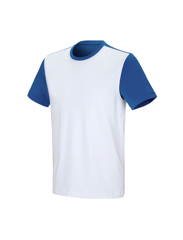 Teman: e.s. t-shirt cotton stretch bicolor + vit/gentianablå 2
