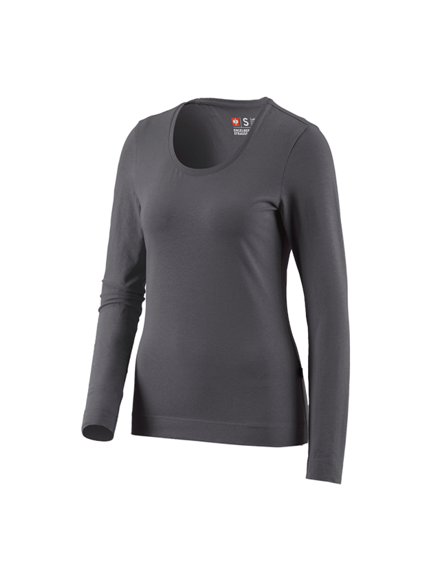 Shirts, Pullover & more: e.s. Long sleeve cotton stretch, ladies' + anthracite