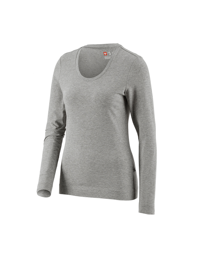 Plumbers / Installers: e.s. Long sleeve cotton stretch, ladies' + grey melange