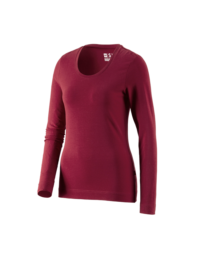 Shirts, Pullover & more: e.s. Long sleeve cotton stretch, ladies' + bordeaux