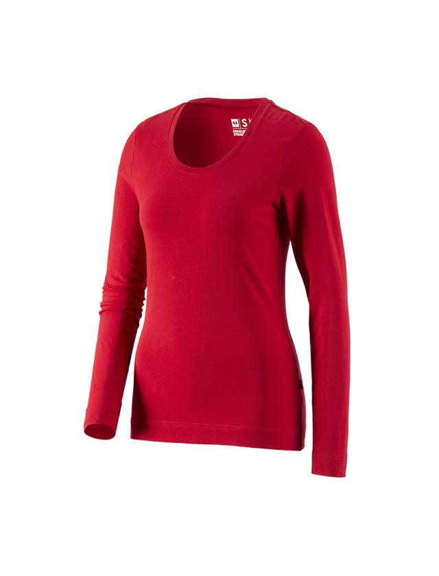 Shirts, Pullover & more: e.s. Long sleeve cotton stretch, ladies' + fiery red