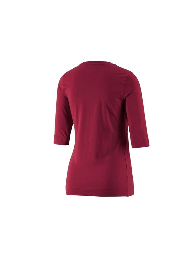 Överdelar: e.s. Shirt 3/4-ärm cotton stretch, dam + bordeaux 1