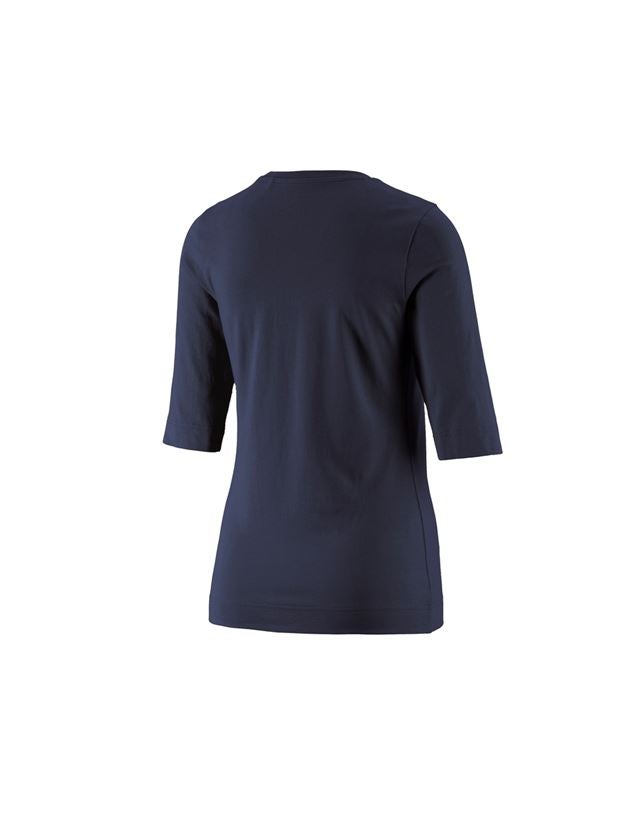 Överdelar: e.s. Shirt 3/4-ärm cotton stretch, dam + mörkblå 1