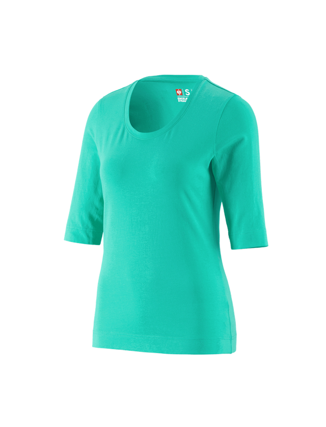 Shirts, Pullover & more: e.s. Shirt 3/4 sleeve cotton stretch, ladies' + lagoon