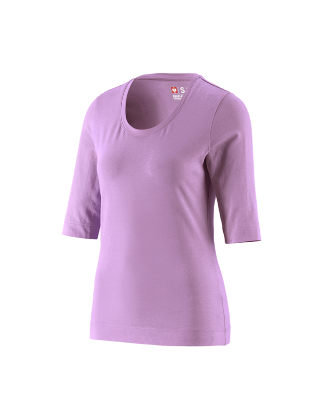 Överdelar: e.s. Shirt 3/4-ärm cotton stretch, dam + lavendel