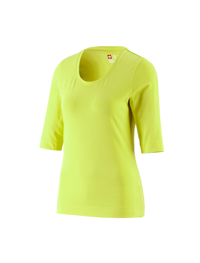 Överdelar: e.s. Shirt 3/4-ärm cotton stretch, dam + majgrön